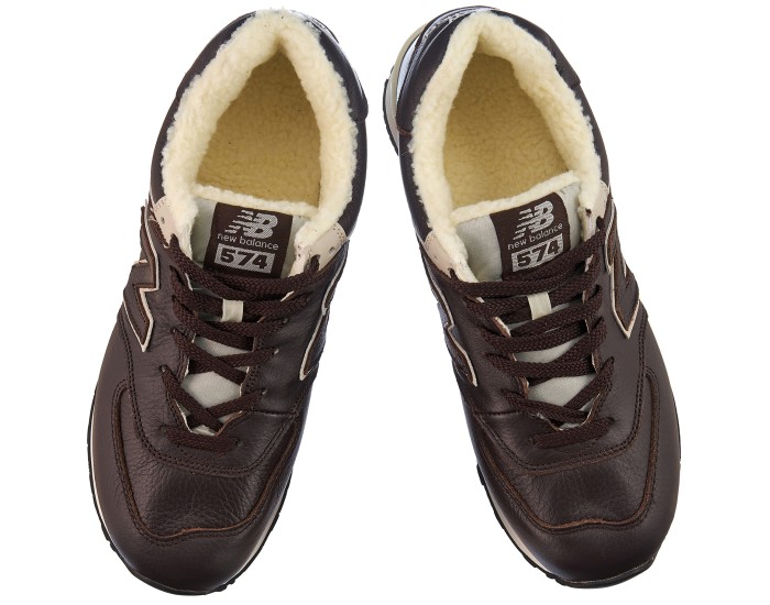 New Balance 574 мужские кожаные коричневые с мехом