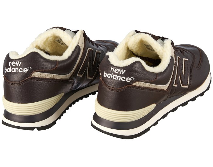 New Balance 574 мужские кожаные коричневые с мехом