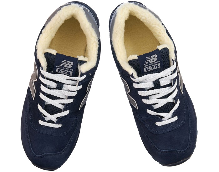 New Balance 574 мужские полностью синие с мехом