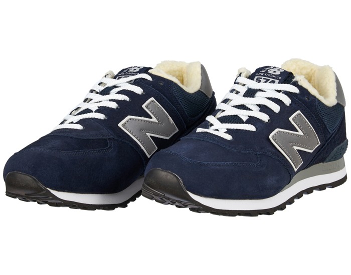 New Balance 574 мужские замшевые темно-синие с мехом
