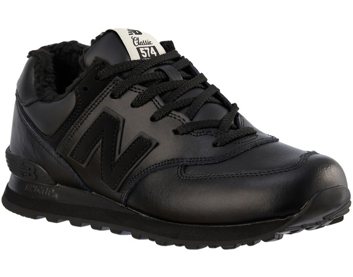 New Balance 574 полностью чёрные с мехом