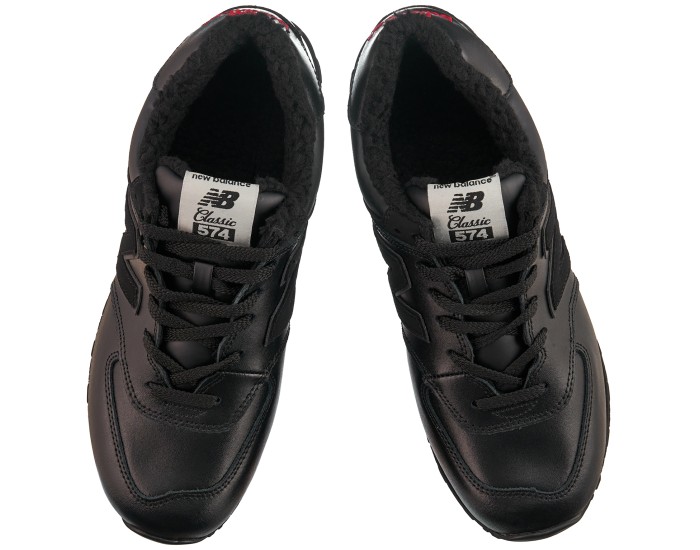 New Balance 574 полностью чёрные с мехом