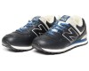 Кроссовки New Balance 574 синие кожаные зимние с мехом