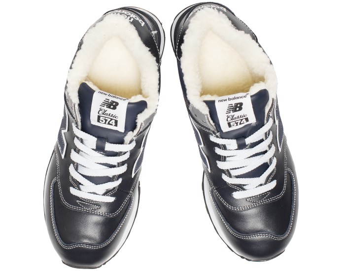 New Balance 574 темно-синие зимние с мехом