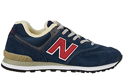 Кроссовки New Balance 574 замшевые темно-синие зимние с мехом