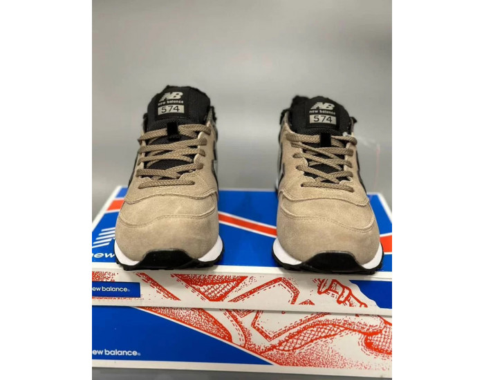 New Balance 574 Beige Black Big Size С Мехом