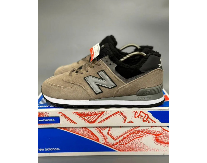 New Balance 574 Beige Black Big Size С Мехом