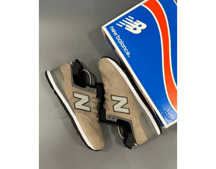 New Balance 574 Beige Black Big Size С Мехом