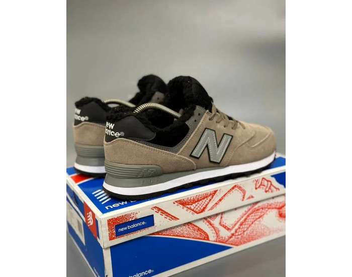 New Balance 574 Beige Black Big Size С Мехом