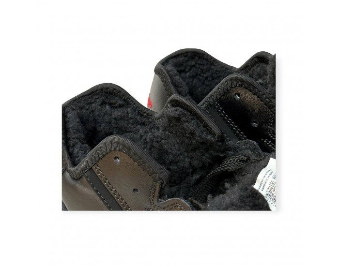 New Balance 574 leather Black  С Мехом