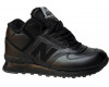 New Balance 574 leather Black  С Мехом