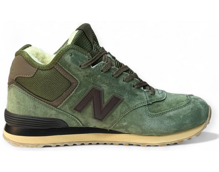 New Balance 574 Mid Dark Green с мехом
