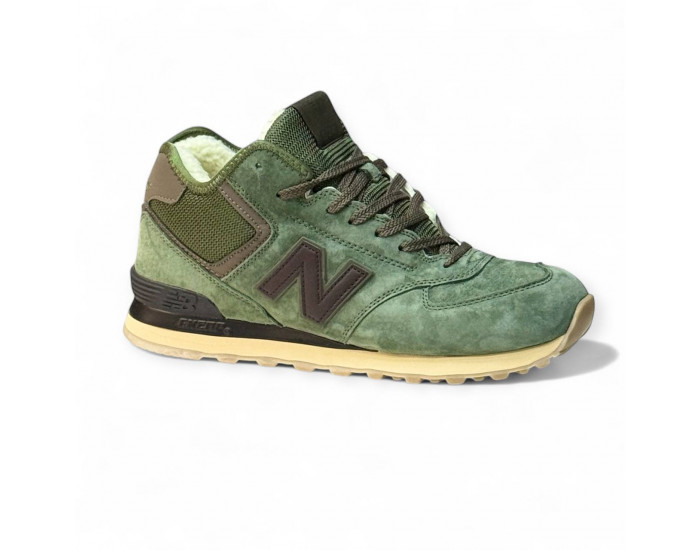 New Balance 574 Mid Dark Green с мехом