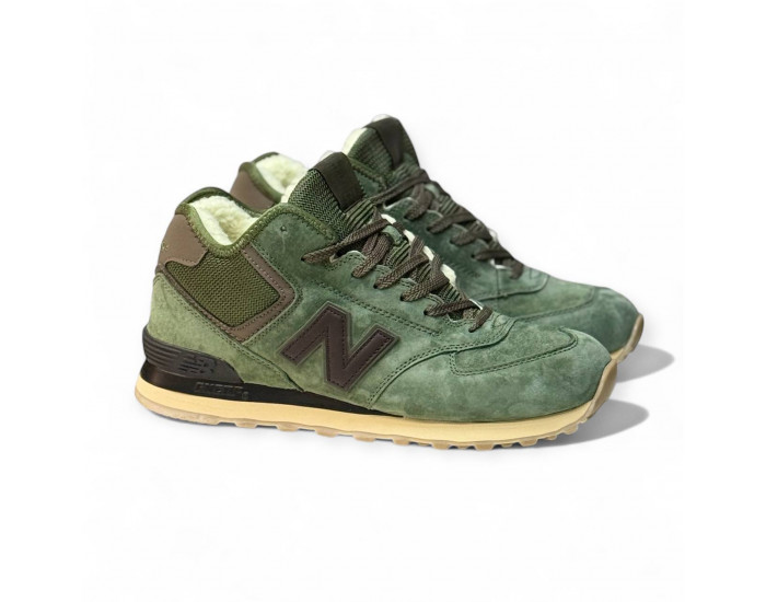 New Balance 574 Mid Dark Green с мехом