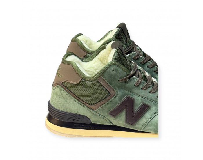 New Balance 574 Mid Dark Green с мехом