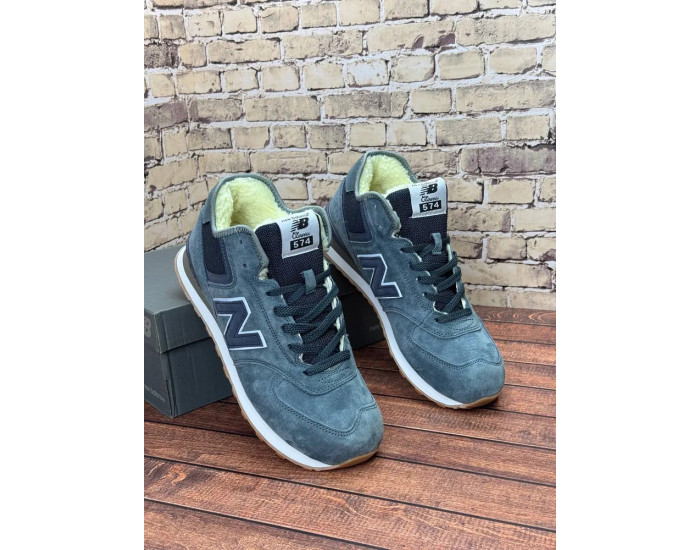 New Balance 574 Mid Dark Grey с мехом