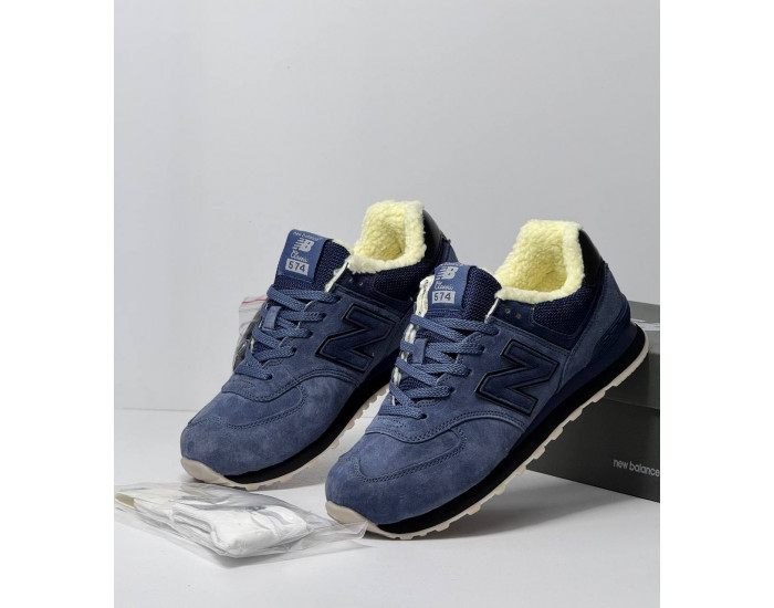 New Balance 574  Total Blue с мехом