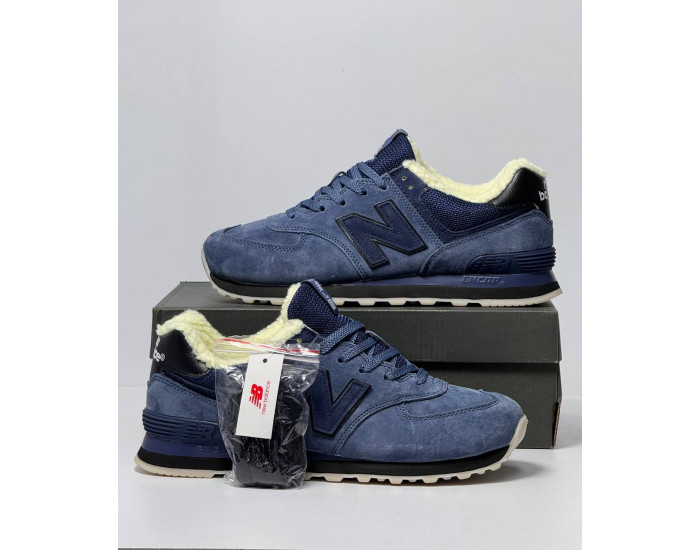 New Balance 574  Total Blue с мехом