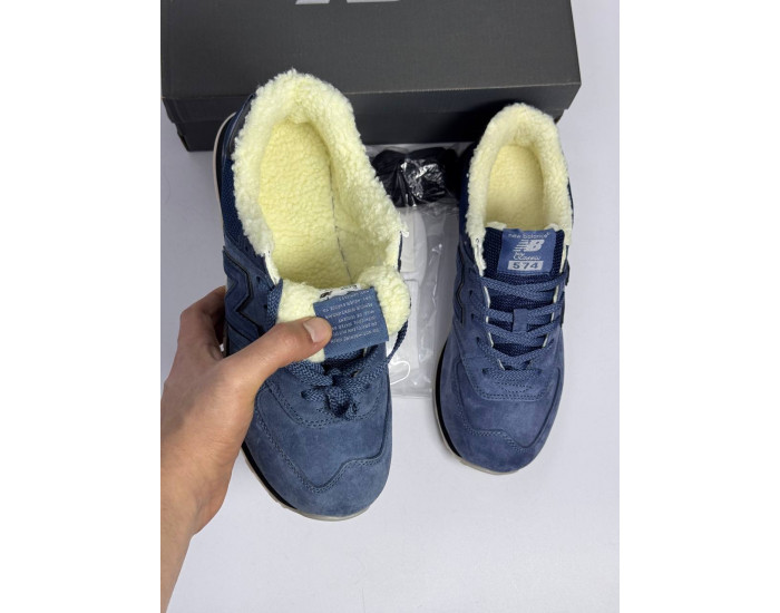 New Balance 574  Total Blue с мехом