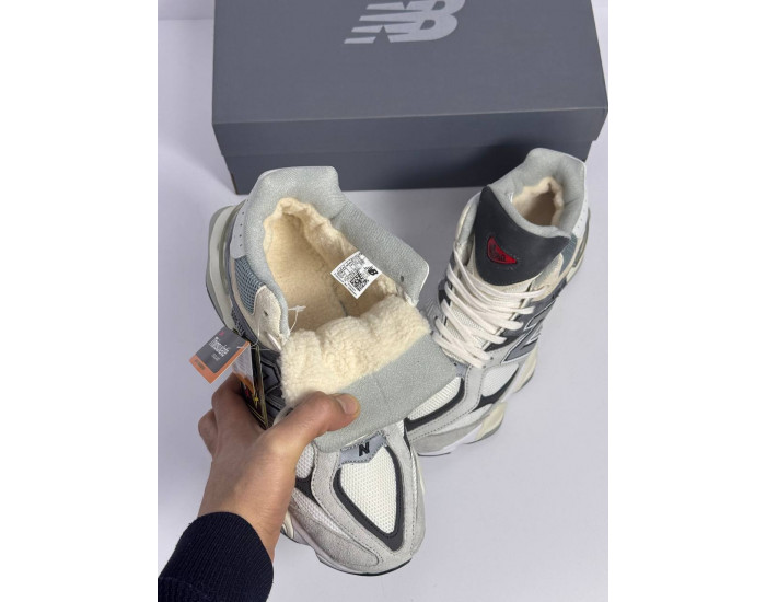 New Balance 9060 Light Grey с мехом